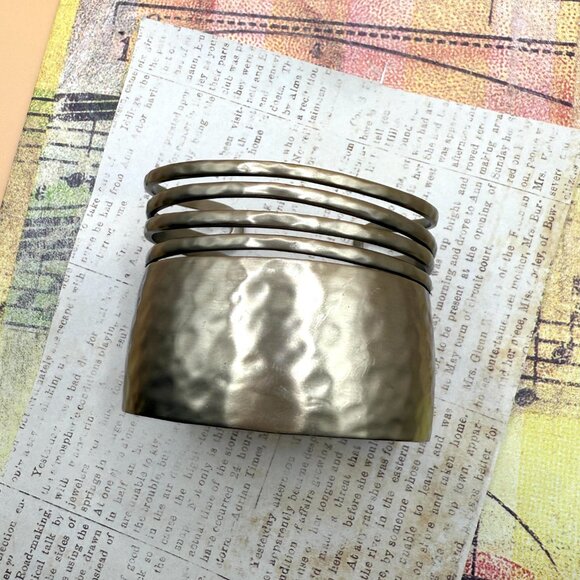 Silpada Wide Elegant Hammered Cuff Bracelet Brass Bronze Wide Designer - Picture 6 of 13